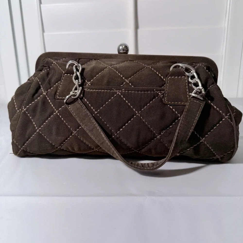 Vera Bradley Quilted Espresso Brown Handbag Retired Pattern 2000s Y2K Tote